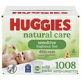 thumbnail image 1 of Huggies Natural Care Sensitive Baby Wipes, UNSCENTED, 6 Refill Packs, 1,008 Wipes, 1 of 7