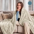 thumbnail image 3 of Bare Home Faux Shearling Blanket - Fluffy & Soft - Lightweight - Twin/Twin XL, Oyster - Cable, 3 of 6