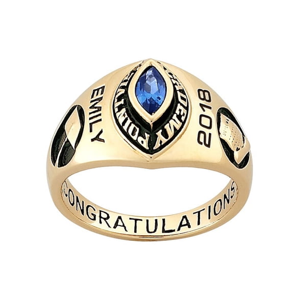 Bhavani Gems CLASS RING Women's 10K Classic Marquise Stone Class Ring, Personalized, High School or College Graduation