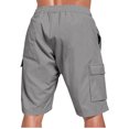 thumbnail image 4 of DDAPJ pyju Clearance Today! Linen Cargo Shorts for Men Drawstring Summer Beach Shorts Lightweight Comfy Lounge Sweat Shorts with Multi Pockets Gray L, 4 of 9