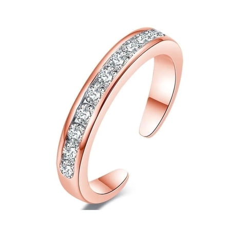 Bluebell Jewels NEW Rose Gold Finish Adjustable Pinky Toe Midi Ring, Round Cut Cubic Zirconia