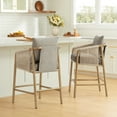 thumbnail image 3 of CHITA Counter Height Bar Stool with Braid Wood Arm Set of 4, Fabric in khaki, 3 of 11