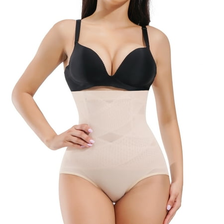 

Eleady Women Butt Lifter Shapewear Hi-Waist Double Tummy Control Panty Waist Trainer Body Shaper(Beige Large)