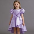 thumbnail image 2 of Satin Flower Girl Dresses for Wedding Birthday Party, Beads Retro Pageant Dress Bowknot High Low Hem Dress Gown, Dress for Age 9-10 Years, Purple, 2 of 5