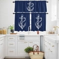 thumbnail image 3 of Nautical Kitchen Curtains Valances and Tiers Set of 3 Anchor Rope Coastal Tier Curtains and Valance with Rod Pocket for Small Windows, 27.5"x24", 3 of 9