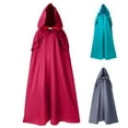 thumbnail image 6 of Xfvqtps Unisex Long Patchwork Hooded Rhinestone Decoration Solid Color Casual Party Retro Masquerade Robe Gothic Cloak Stage Outfit Red, 6 of 6