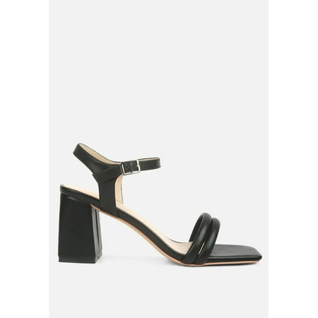 

EDYTA Ankle Strap Block Heel Sandals in Black
