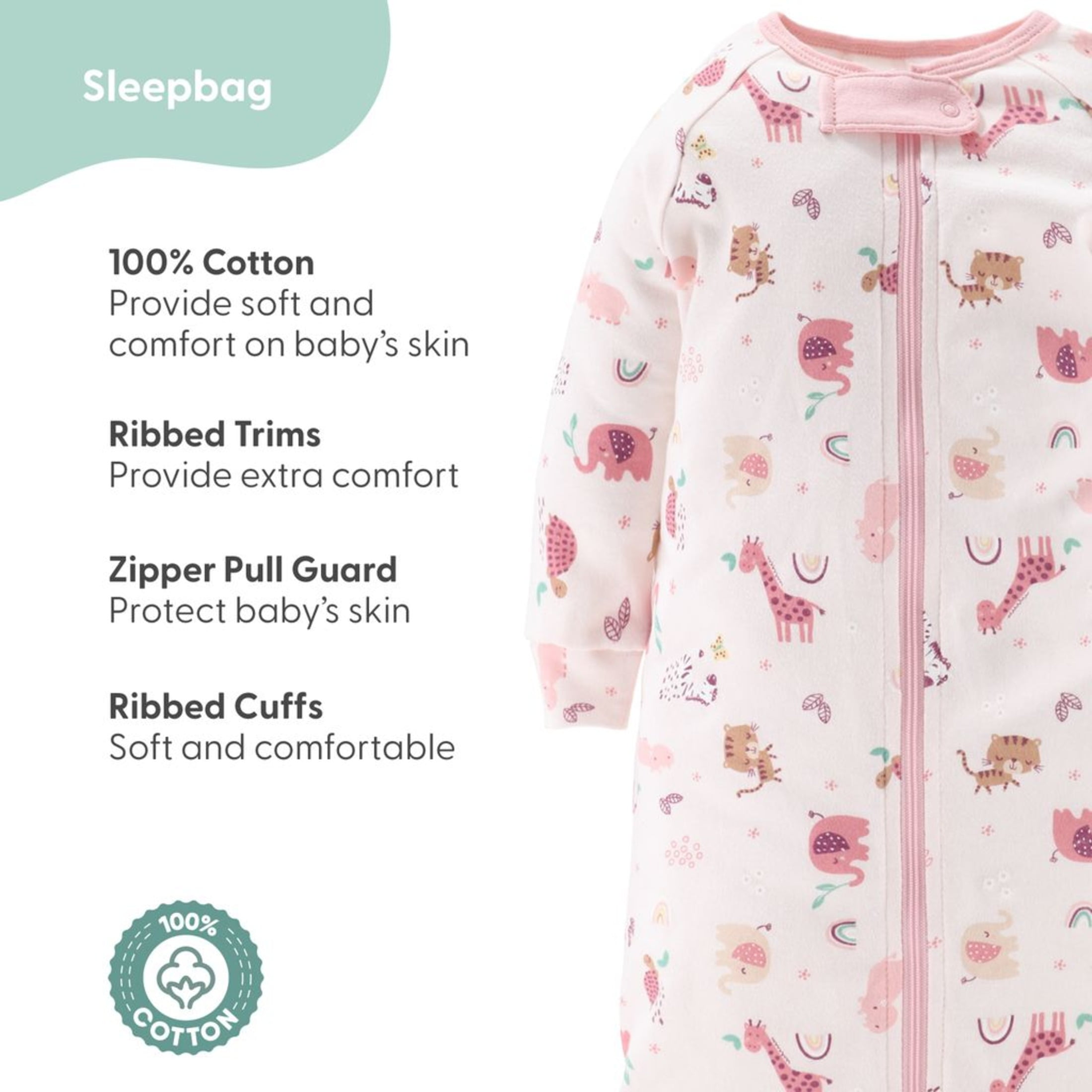 The Peanutshell Newborn Layette Gift Set for Baby Girls, 23 Essential Pieces, Pink Rainbow Safari Animals, 0-3 Months
