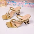thumbnail image 6 of Samdudou Slide Sandals for Women Strappy Geometric Block Heel Open Toe Square Toe Slip On Mules Summer Dressy Casual Party Wedding Vacation Ladies Modern Footwear, 6 of 9