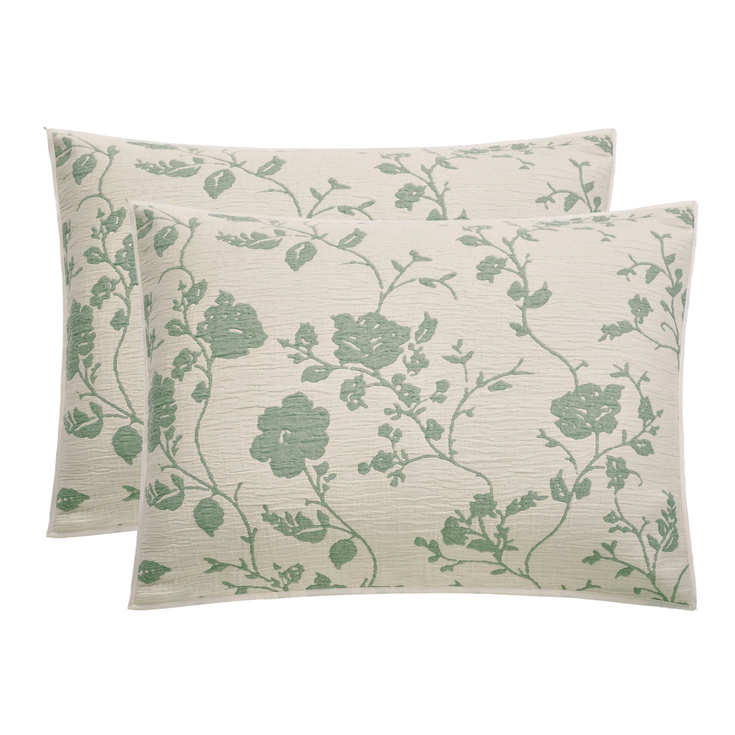 The Pioneer Woman Agatha Floral Gauze Pillow Sham, Standard, Green River, 2 pack