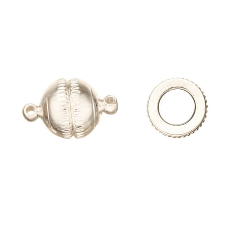 Silver Ball Clasp - 4pcs Jagged Ball Magnetic Jewelry Clasps - Silver Plated Copper 10x16mm
