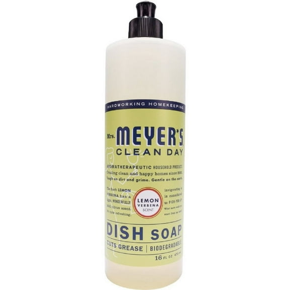 Mrs. Meyer's Clean Day Dish Soap Liquid, Lemon Verbena, 16 fl oz (6 pack) (Bundle)