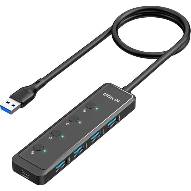 USB C Hub Adapter for Pro/Air, MOKiN 7 in 1 USB C Dongle with , SD/TF Card Reader, USB C Data Port,100W PD, and 2 USB 3.0 Compatible for Pro/Air, XPS, Thinkpad.