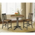 thumbnail image 6 of 3-piece Solid Wood Counter Height Dining Set with 36'' Round Extension Pedestal Table and 2 San Remo Stools in Hickory/Washed coal by International Concepts, 6 of 6