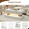 thumbnail image 5 of UHOMEPRO White Black LED Coffee Table, Modern High Gloss Living Room Center Table with Storage Drawers, Remote Controlled RGB LED Lights, 2-Tier Rectangle Marbling Print, 5 of 7