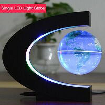 Globo flotante con luz LED, mapa del mundo giratorio de levitación magnética de 3 pulgadas con base de lámpara multicolor, bola de luz antigravedad creativa en forma de C para regalo de