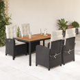 thumbnail image 1 of vidaXL 5 Piece Garden Dining Set with Cushions Black Poly Rattan, 1 of 7