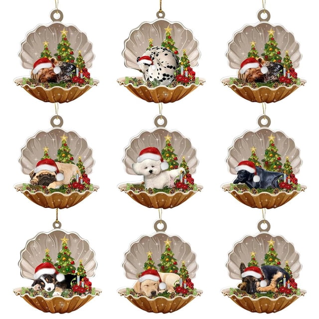 LUVCLS Lindo colgante de árbol de Navidad con forma de concha para perro, decoración para el hogar, regalo para niños, GXW