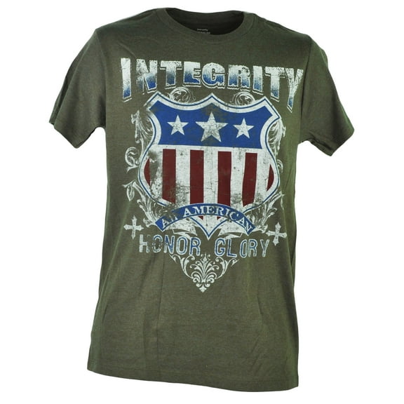 Route 66 Integrity American Honor Glory Distressed Shield Tshirt Tee Men XLarge