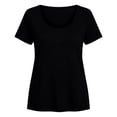 thumbnail image 4 of T Shirts For Women Crew Neck Solid Color Short Sleeve Slim Casual Going Out Tee Loose Summer Tops, 4 of 4