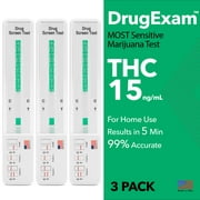 DrugExam Made in USA Most Sensitive Marijuana THC 15 ng/mL Single Panel Drug Test Kit, Marijuana Drug Test with 15 ng/mL Cutoff Level for Detecting any Form of THC, 3 Pack