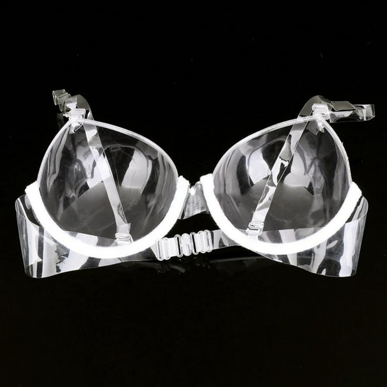 HEVIRGO Transparent Plastic 3/4 Cup Clear Strap Invisible Bra Women's  Underwear,Transparent 36 