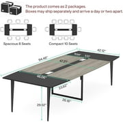 Tribesigns 8FT Conference Table, 94.48L x 47.21W x 29.52H Inches Boat Shaped Meeting Table with Grommet, Modern Seminar Boardroom Table for Office Conference Room (Grey & Black)