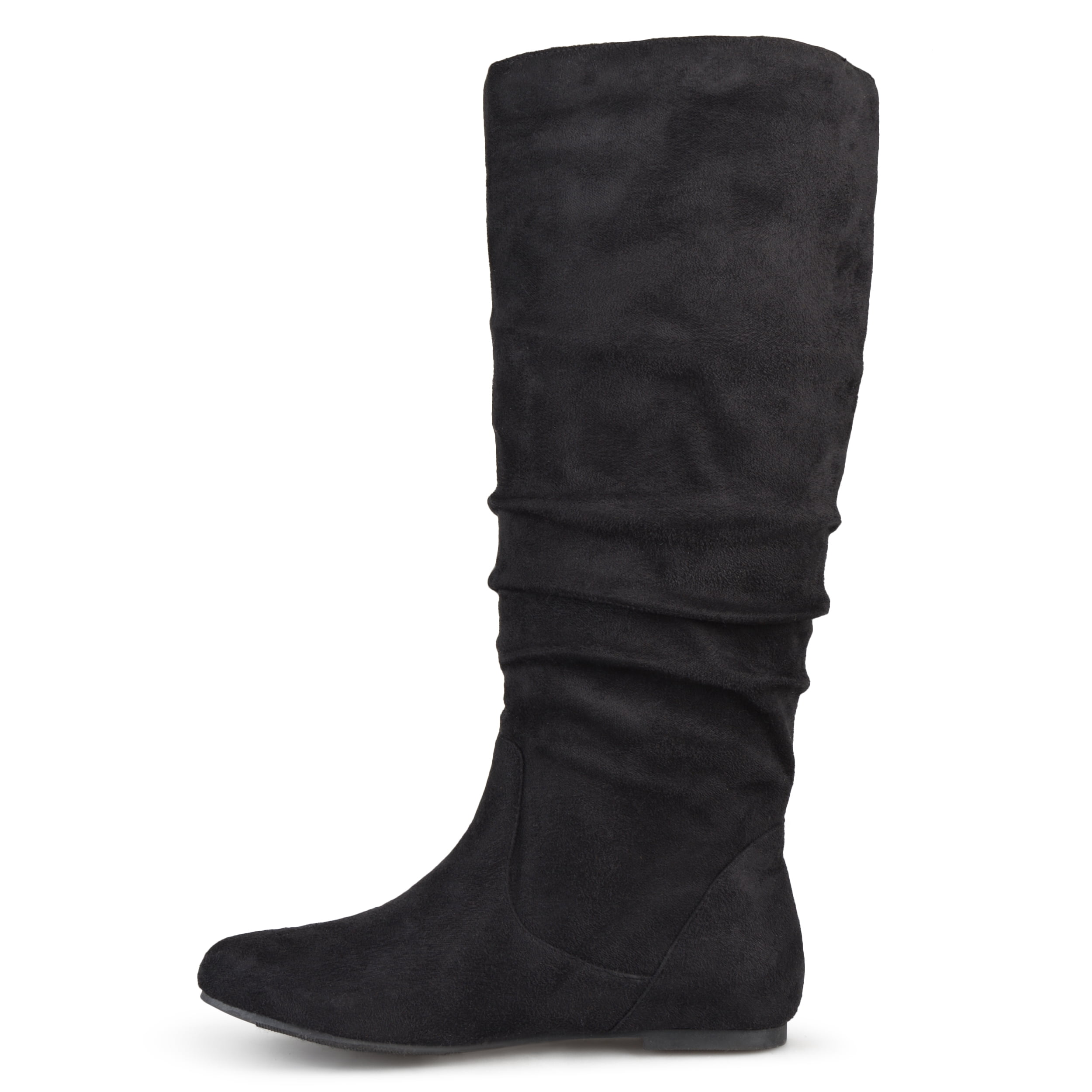 wide calf slouch suede boots