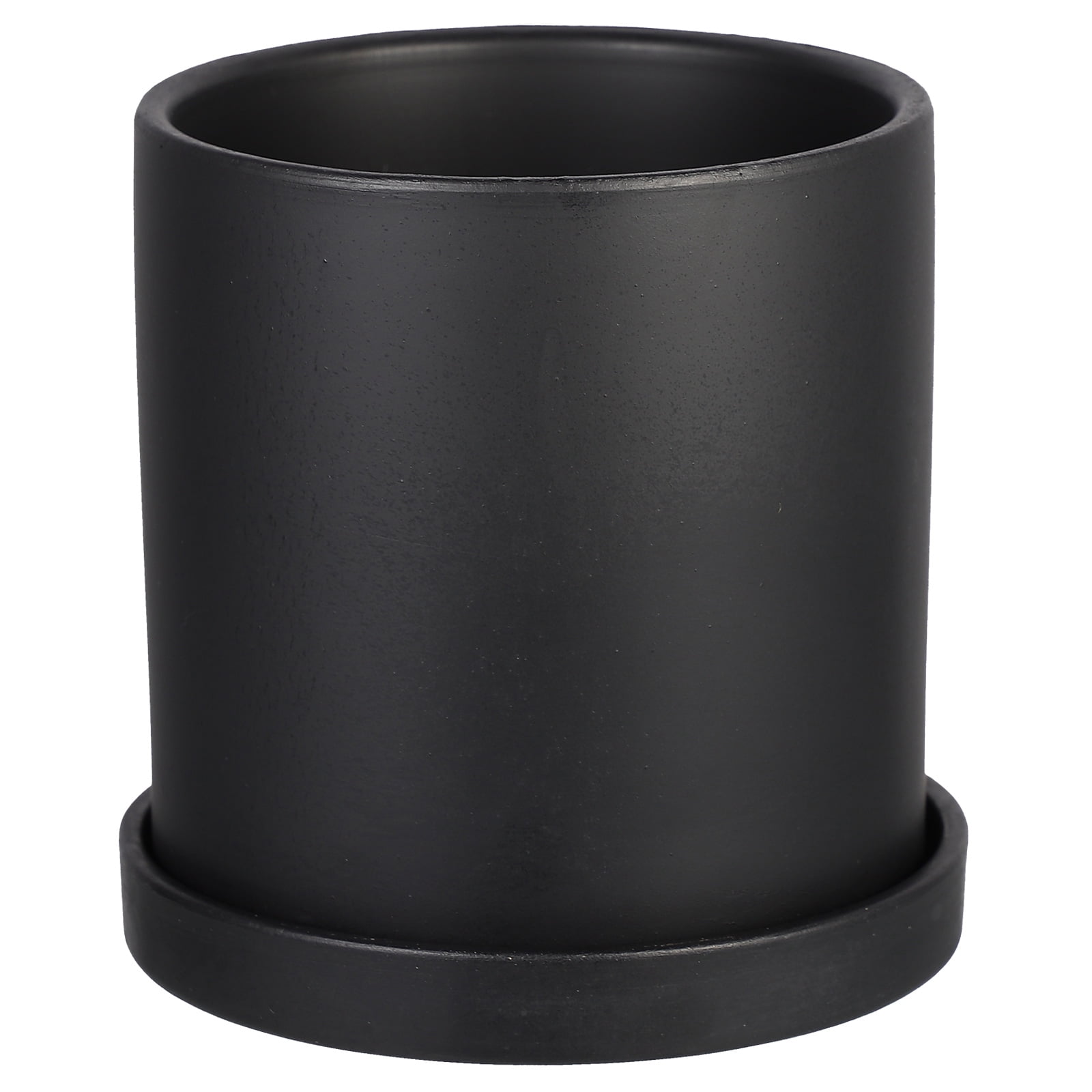 Worgeous Outdoor Drainage Simple Ceramic Flowerpot Flower Pot 12.2X12X12CM Black