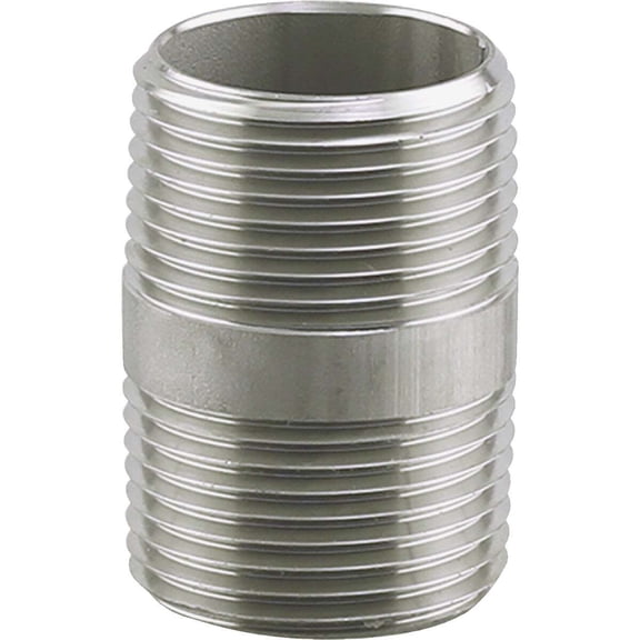 Plumbeeze Stainless Steel Pipe Nipple Plumber Nipple - 0.5" x 2", Silver