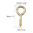 thumbnail image 4 of Uxcell 1.1" Small Screw Eye Hooks Self Tapping Screws Carbon Steel Gold Tone 25Pcs, 4 of 6