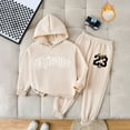 thumbnail image 2 of Karoyedx Spring Clothes for Girls 2Pcs Girls Clothes Hoodie Shirts and Jogger Sweatpants for Kids Fall Winter Spring Outfits Beige Size,5-6 Years, 2 of 6