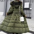 thumbnail image 6 of Women's Long Hooded Puffer Coat, Belted Waist Winter Jacket with Faux Fur Trim, Quilted Parka, Warm Down Alternative Coat, Casual Outerwear Green L, 6 of 8