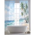 thumbnail image 5 of Summer Beach Sheer Curtains 2 Panels Set Watercolor Coconut Trees Sky Ocean Beach Sheer Window Curtains Light Filtering Rod Pocket Voile Drapes for Bedroom Living Room 52"X84", 5 of 9