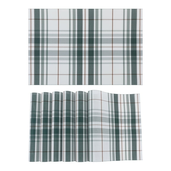 Unique Bargains Placemats Set of 6 Placemats for Kitchen Dining Table Washable Green