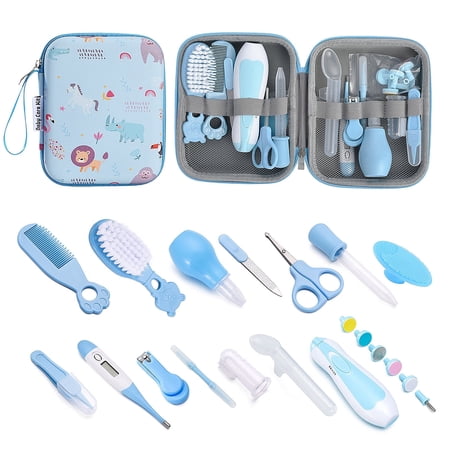 Dofurz 20 Pcs Baby Healthcare and Grooming Kit Safety Newborn Nursery Baby Care Kit with Hair Brush Comb Nail Clipper Thermometer Newborn Essentials Girls Boys