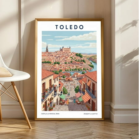 Toledo Spain Skyline Poster: Spanish Architecture Travel Art, Unframed Poster Size 8x12