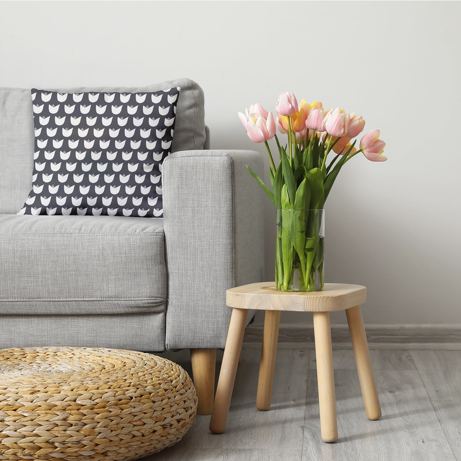 16" x 16" Simply Daisy Simple Tulip Design Decorative Throw Pillow