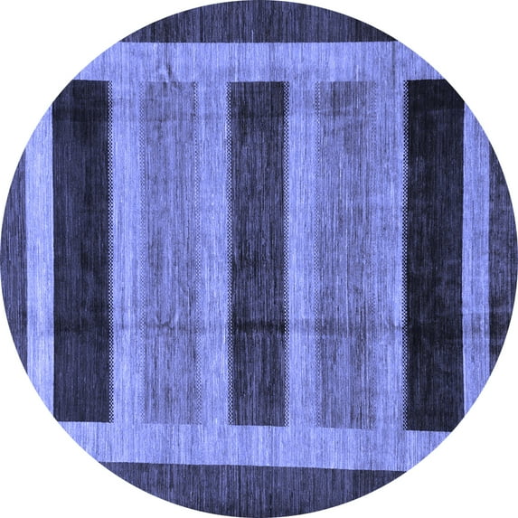 Ahgly Company Indoor Round Abstract Blue Modern Area Rugs, 6' Round