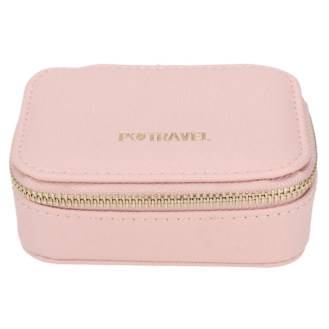 Daboolka PU maquillaje lápiz labial bolsa de almacenamiento organizador titular con mini espejo (rosa)