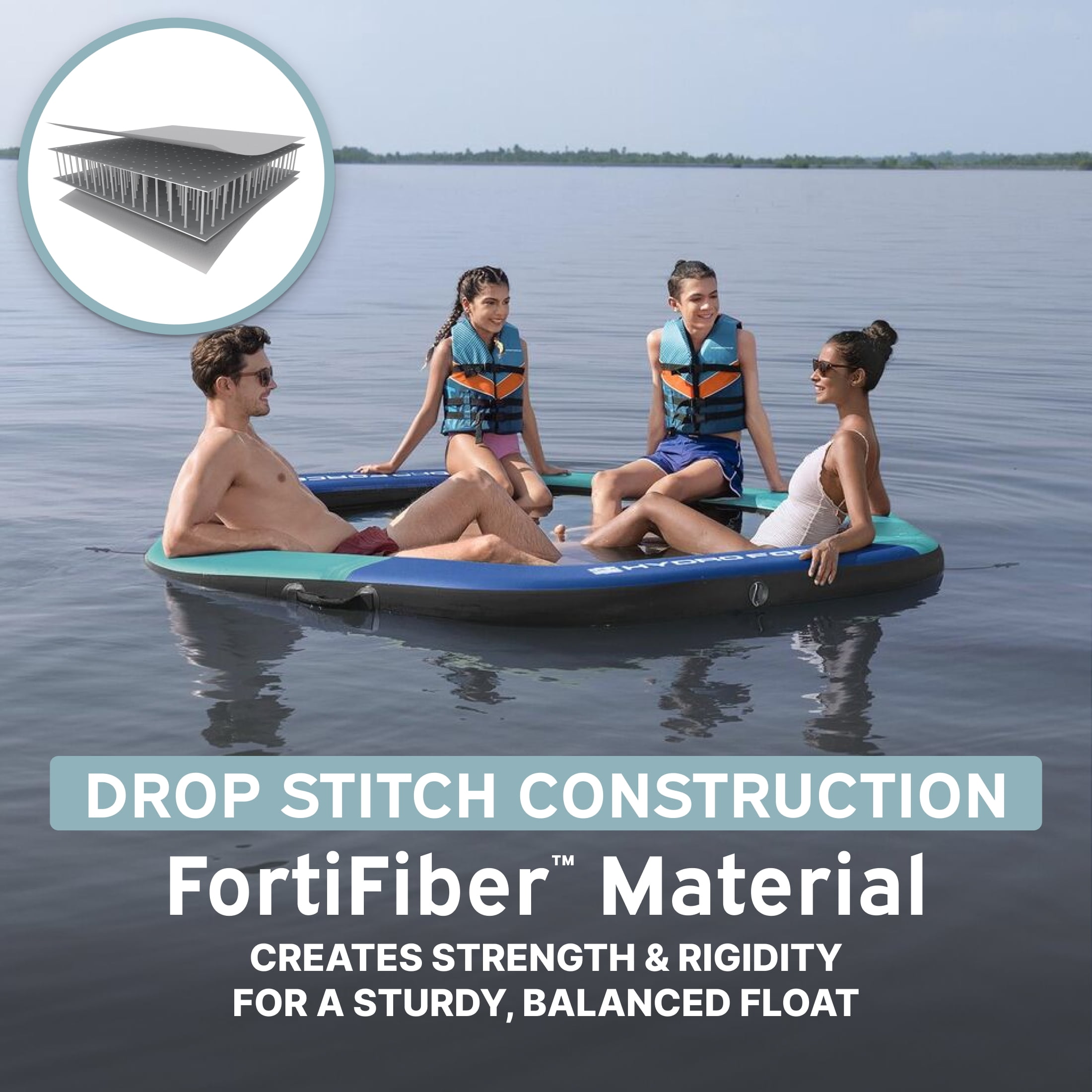 Hydro Force FortiFiber Drop Stitch 8ft Hammock Island Float, 6-Person