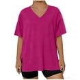 thumbnail image 4 of YUGYXL Plus Size Tops for Women Caual Loose Fit Womens Summer T Shirts Trendy Short Sleeve Hot Pink L, 4 of 5