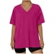 thumbnail image 3 of Mujeres Más Tamaño Manga Larga Tops con Cuello en V, Color Sólido Doblado Hendidura Suéter para el Uso Casual Diario en el Hogar, 3 of 6