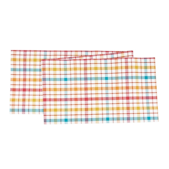 Radley Plaid Woven Reversible Colorful Summertime Table Runner 13" x 72"