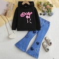 thumbnail image 2 of mgoYE Toddler Baby Girl Clothes Fall Winter Outfits Cute Hoodie Sweatshirt Bell Bottom Jeans Pants Two Piece Set 2T-7T, 2 of 4