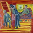 thumbnail image 3 of Ernst Ludwig Kirchner 12x12 Black Modern Framed Museum Art Print Titled - The Visit - Couple and Newcomer (1922), 3 of 5