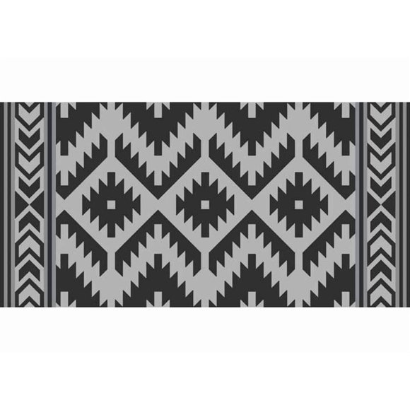 SANTE FE Tapis d'Extérieur BOHO 18 Pieds X 9 Pieds (Noir/gris)