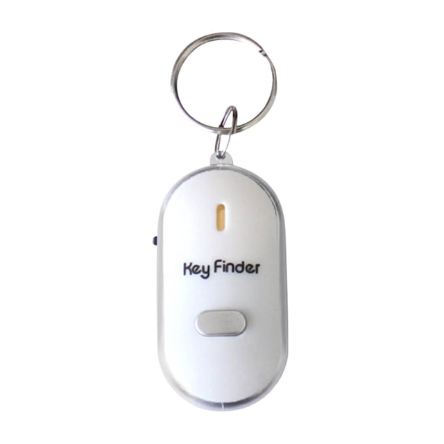 White Key Finder Device With Whistle Sound Activation, Led Flashlight And Remote Control For Lost Keys And Small Item Location, 2.05X1.10In