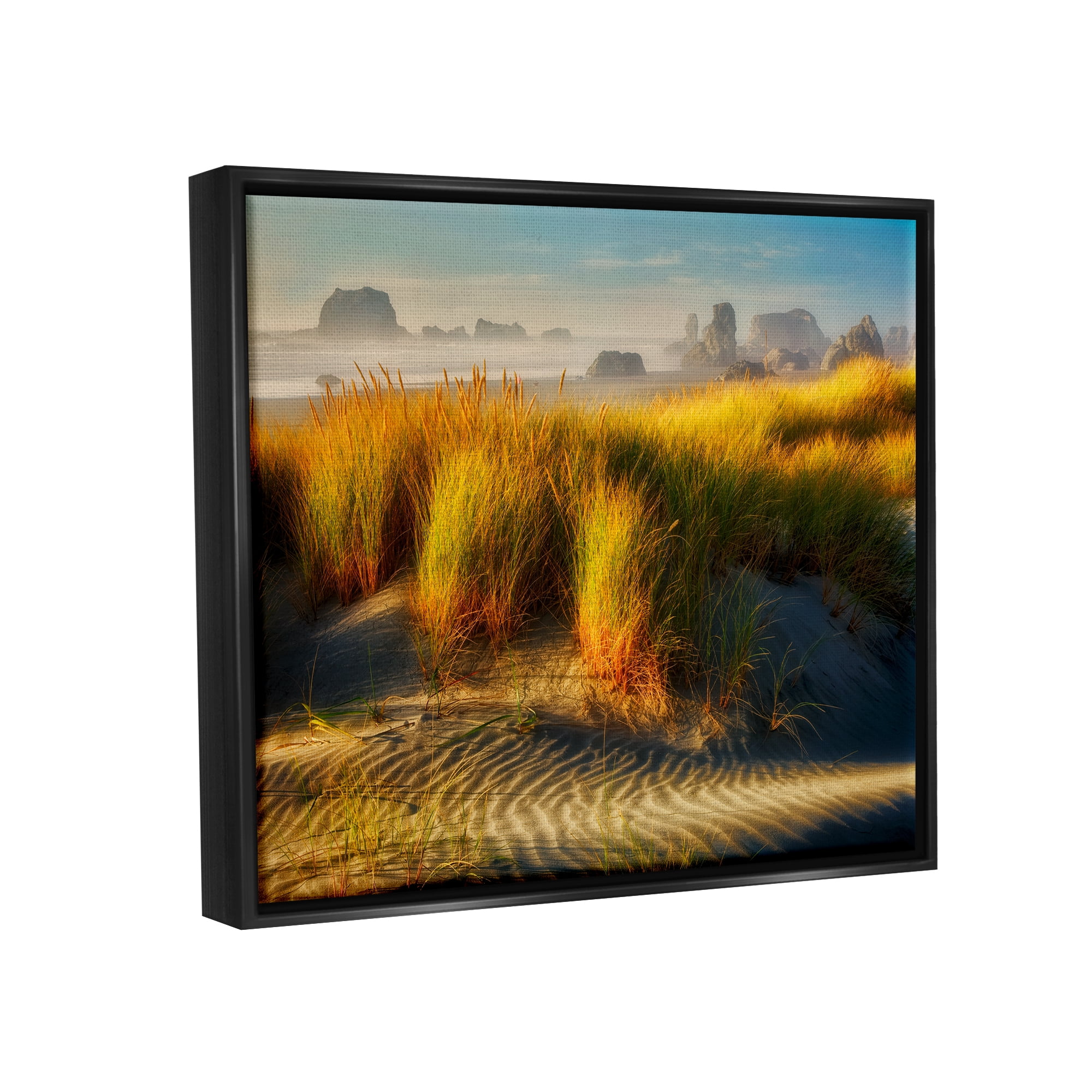 Stupell Industries Sand Ripples Beach Landscape Coastal Photography Black Floater Framed Art Print Wall Art