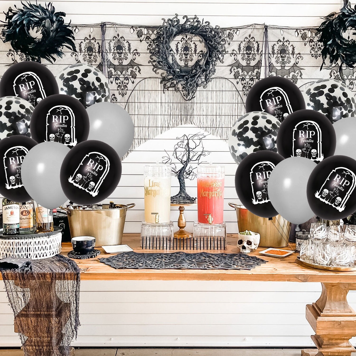 30Pcs Rip Twenties Birthday Balloons, 30th Birthday Party Supplies Death To My Twenties Birthday Decorations, Black Confetti Balloons for Women Funeral 30th Birthday Party Supplies